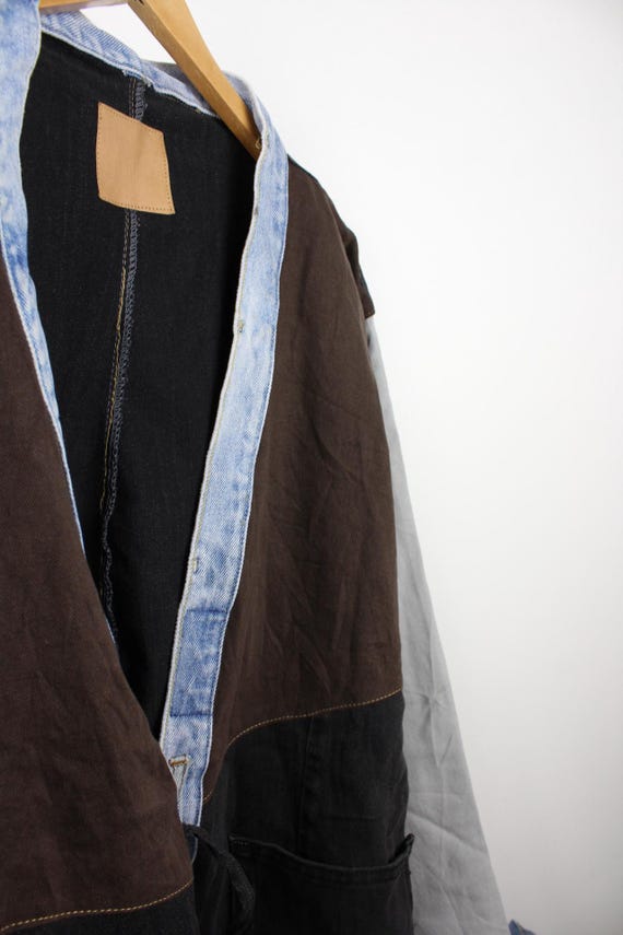 Upcycled Patchwork Denim Jacket with Tie Front, U… - image 9