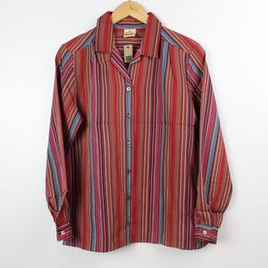 Wrangler Striped Multicolor Vintage Long Sleeve Button Up Shirt Blouse