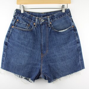 Upcycled Vintage Denim Shorts, High Waisted, Cut Offs, 90&#39;s, Uni, 30&quot; Waist