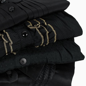 Mystery Cropped Black Vintage Button Up Blouse Reworked, Basics, Goth, Grunge, Staple, Neutral, Women image 4