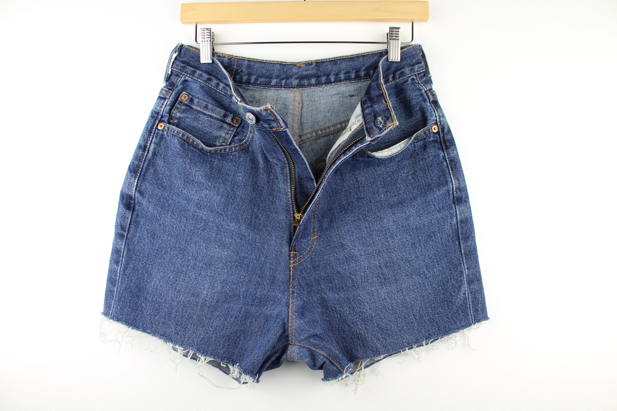 Upcycled Vintage Denim Shorts, High Waisted, Cut Offs, 90's