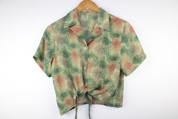 Abstract Vintage Button Up Blouse, Fall Transitio… - image 1