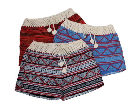 Crochet Cotton Shorts Patterned Fitted 
