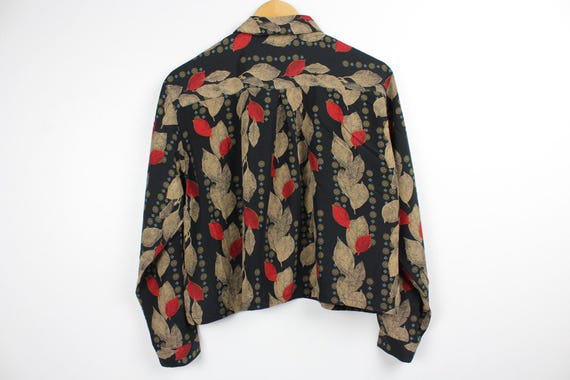 Leaf Pattern Reworked Vintage Button Up Blouse - … - image 5