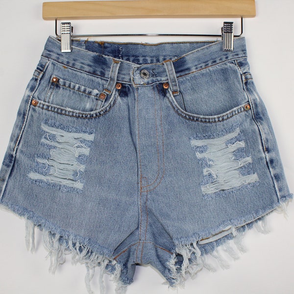 Vintage Levi's Jean Shorts, High Waisted Cut Offs, 90's, Size 00, 26" Waist