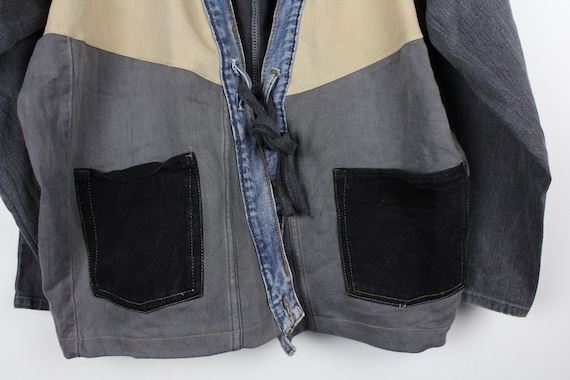 Upcycled Patchwork Denim Jacket, Kimono Style Tie… - image 7