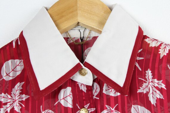 Leaf Pattern Cropped Vintage Button Up, Reworked … - image 3