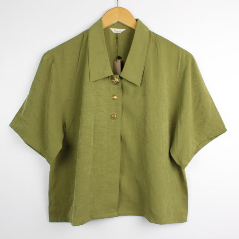 Green Button up Crop Tops - Etsy
