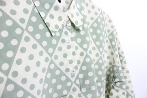 Dot Pattern Reworked Vintage Button Up Blouse - C… - image 7