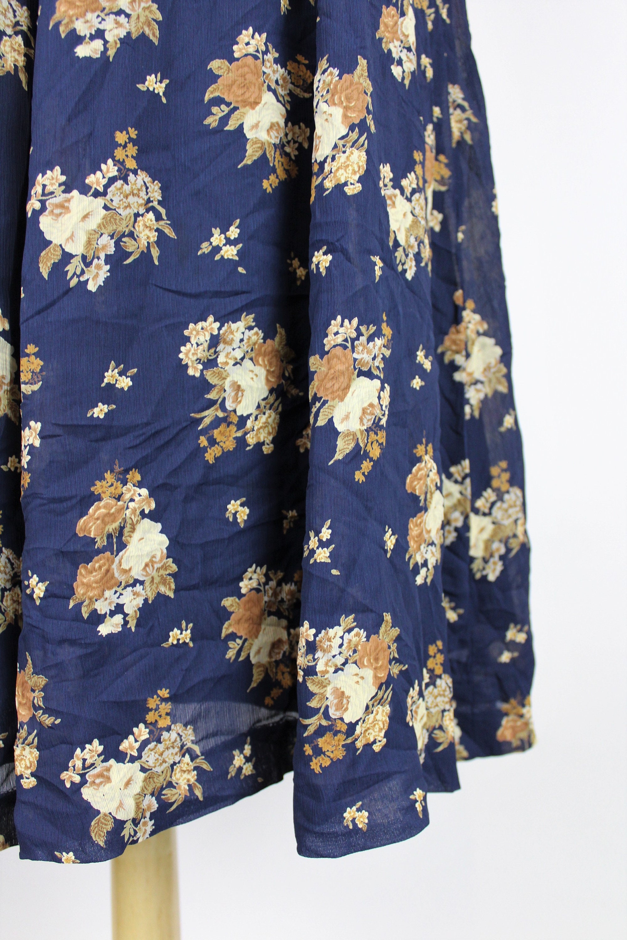 Navy Vintage Skirt Floral Midi High Waisted Size 0 | Etsy