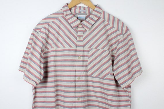 Columbia Vintage Short Sleeve Button Up Shirt Blo… - image 1