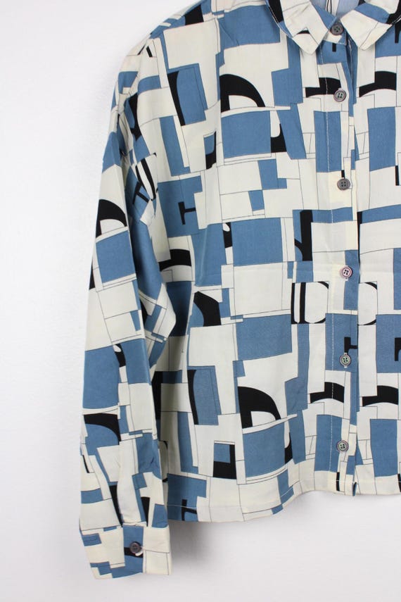 Geometric Pattern Reworked Vintage Button Up Shir… - image 4