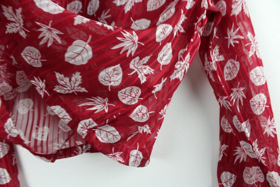 Leaf Pattern Cropped Vintage Button Up, Reworked … - image 5