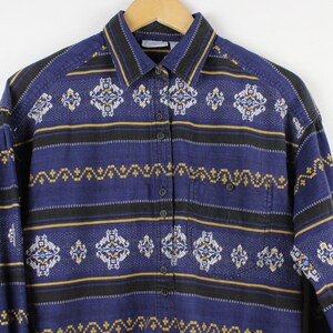 Cotton Blue Striped Long Sleeve Vintage Button Up Shirt Blouse All Gender