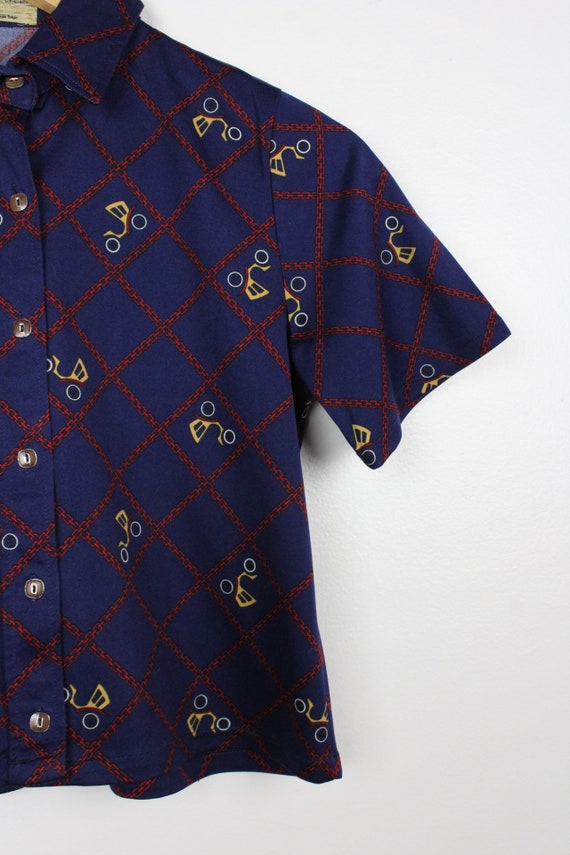 Super Cute Cropped Vintage Short Sleeve Button Up… - image 4