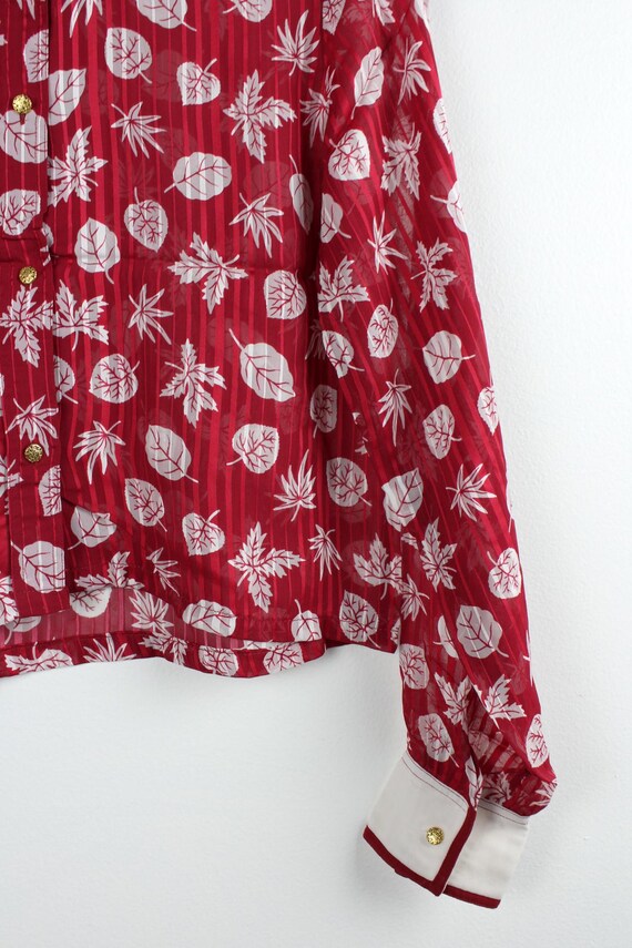 Leaf Pattern Cropped Vintage Button Up, Reworked … - image 4