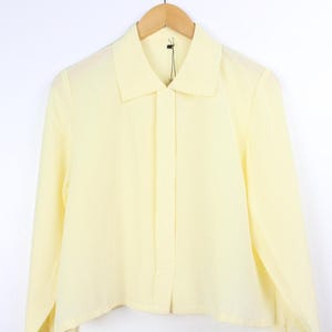 Butter Yellow Cropped Vintage Long Sleeve Button Up Shirt Blouse