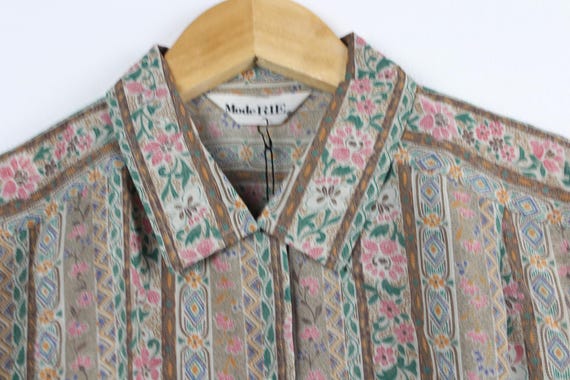 Patterned Upcycled Vintage Blouse, Sleeveless But… - image 2