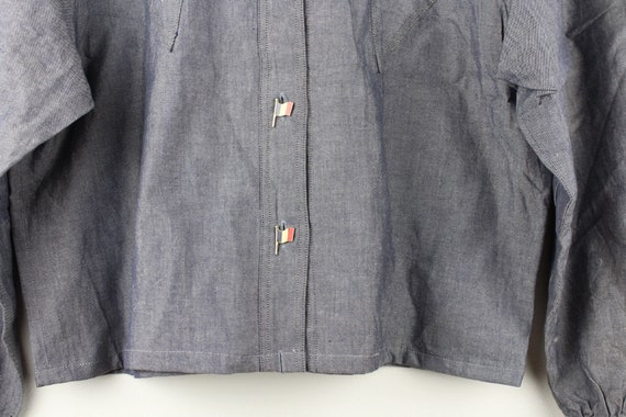 Grey Cropped Vintage Long Sleeve Button Up Blouse… - image 6