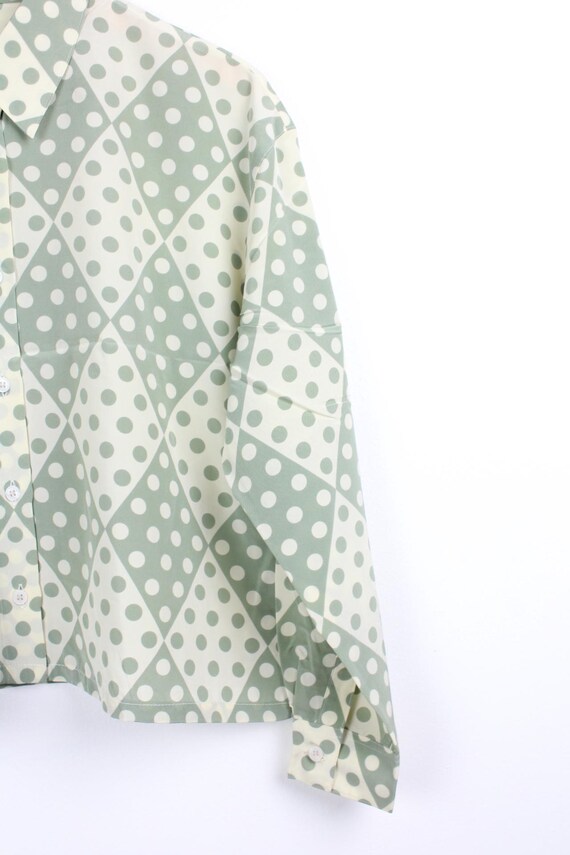 Dot Pattern Reworked Vintage Button Up Blouse - C… - image 3