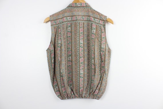 Patterned Upcycled Vintage Blouse, Sleeveless But… - image 5