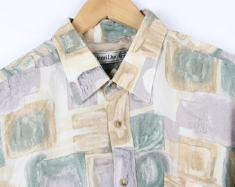 Pastel Vintage Short Sleeve Button Up Shirt Blouse Gender Neutral