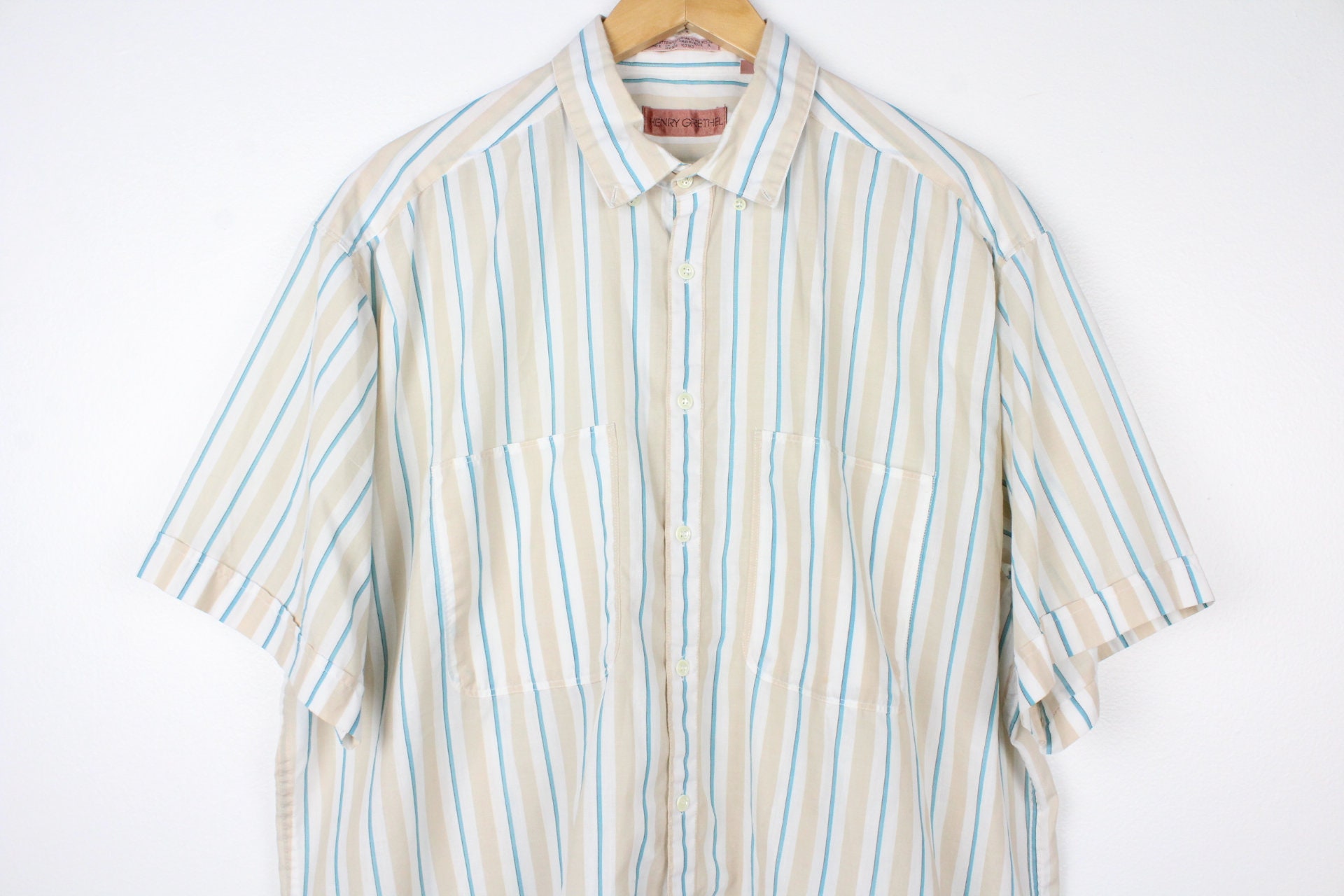 トップス 50s 60s courneu short sleeve shirt Ship 'n Shore Womens L/XL Vintage 60s Yellow Cuffed Short