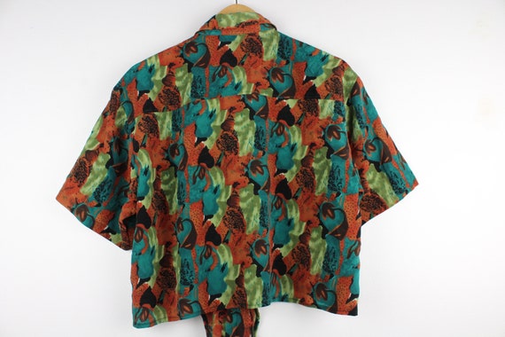 Tropical Pattern Reworked Vintage Button Up Blous… - image 5