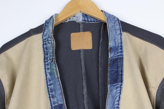 Upcycled Patchwork Denim Jacket, Kimono Style Tie… - image 8