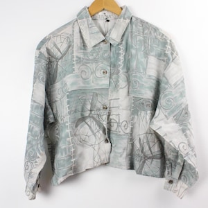 Weiches abgeschnittenes Vintage Langarm-Button-Up-Shirt Bluse
