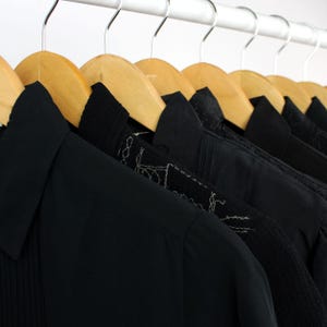 Mystery Cropped Black Vintage Button Up Blouse Reworked, Basics, Goth, Grunge, Staple, Neutral, Women image 2