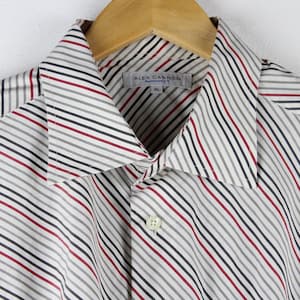 Diagonal Stripes Men&#39;s Cotton Long Sleeve Button Up Shirt, Vintage, Retro