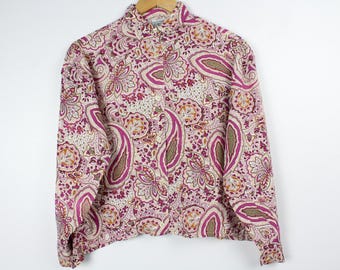 y2k 2000s Cropped Button Up Blouse - Cropped Vintage Long Sleeve Shirt