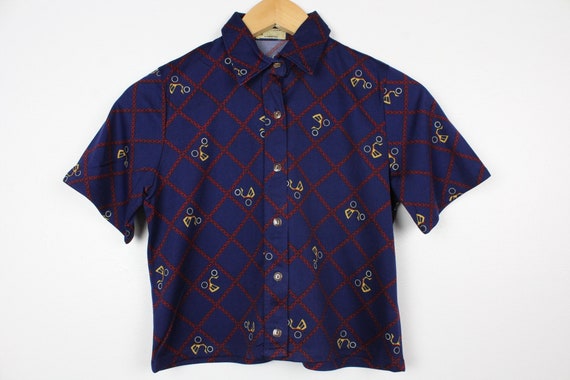 Super Cute Cropped Vintage Short Sleeve Button Up… - image 1
