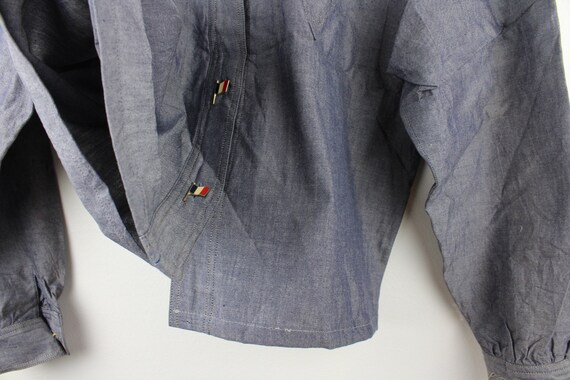 Grey Cropped Vintage Long Sleeve Button Up Blouse… - image 9