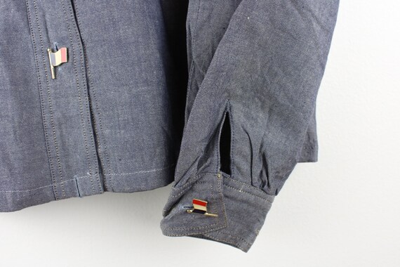 Grey Cropped Vintage Long Sleeve Button Up Blouse… - image 7