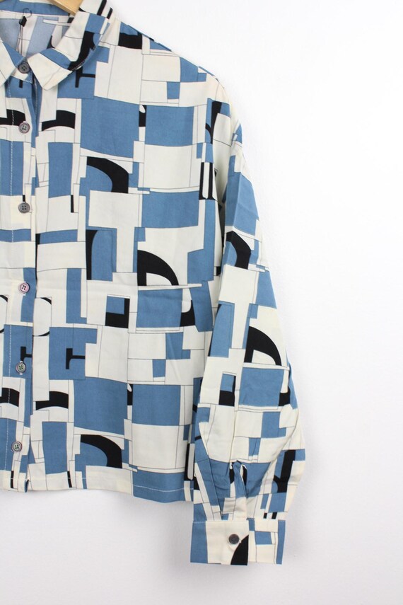 Geometric Pattern Reworked Vintage Button Up Shir… - image 3