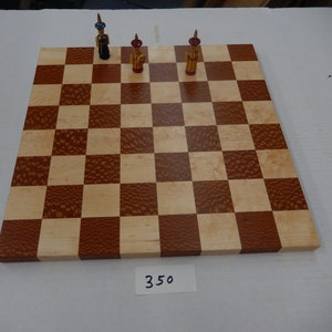 2&quot; Leopard wood and birdseye maple chess/checker board- #350