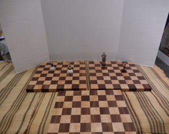 Curlymaple and walnut chess board checker board