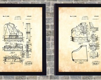 Piano Patent Poster Art - INSTANT Digital Download - Musical Art - Orchestra- 3 Background Styles Included -  8x10 - 11x14 – 16x20