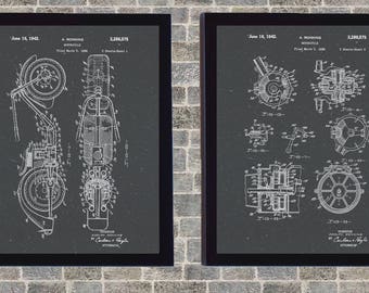 Motorcycle Patent Poster Art - INSTANT Digital Download - Printable - 3 Background Styles Included -  8x10 - 11x14 - 16x20