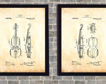 Violin Patent Poster Art - INSTANT Digital Download - Musical Art - Orchestra- 3 Background Styles Included -  8x10 - 11x14 - 16x20