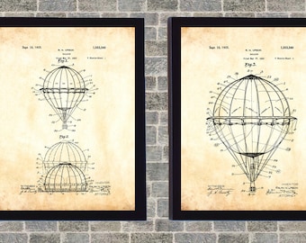 Hot Air Balloon Patent Poster Art - INSTANT Digital Download - Printable - 3 Background Styles Included -  8x10 - 11x14 - 16x20