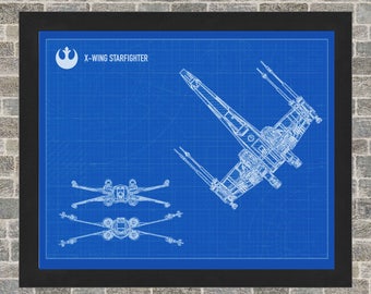 X-Wing Starfighter Schematic Poster Art - INSTANT Digital Download - Printable - 3 Background Styles - 8x10 - 11x14 - 16x20