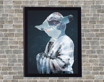 Yoda Double Exposure Poster Art - INSTANT Digital Download -  8x10 - 11x14 - 16x20 - Star War Battle Scene