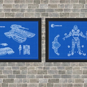 Halo Schematic Poster Art - INSTANT Digital Download - Printable - 3 Background Styles - Scorpion Tank - Spartan Locke- 8x10 - 11x14 - 16x20