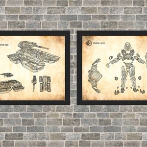 Halo Schematic Poster Art INSTANT Digital Download Printable 3 Background Styles Scorpion Tank Spartan Locke 8x10 11x14 16x20 image 3