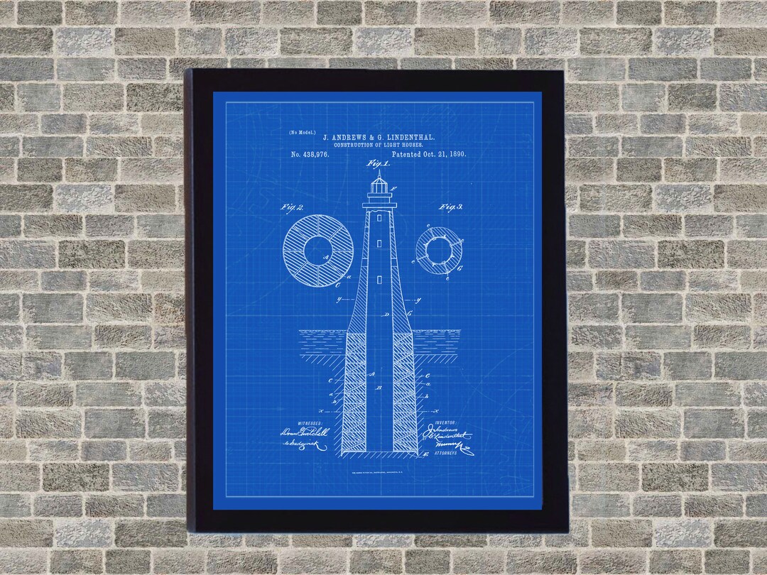 Lighthouse Patent Poster Art - INSTANT Digital Download - Printable - 3 ...