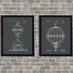 Hot Air Balloon Patent Poster Art INSTANT Digital Download Printable 3 Background Styles Included 8x10 11x14 16x20 image 3
