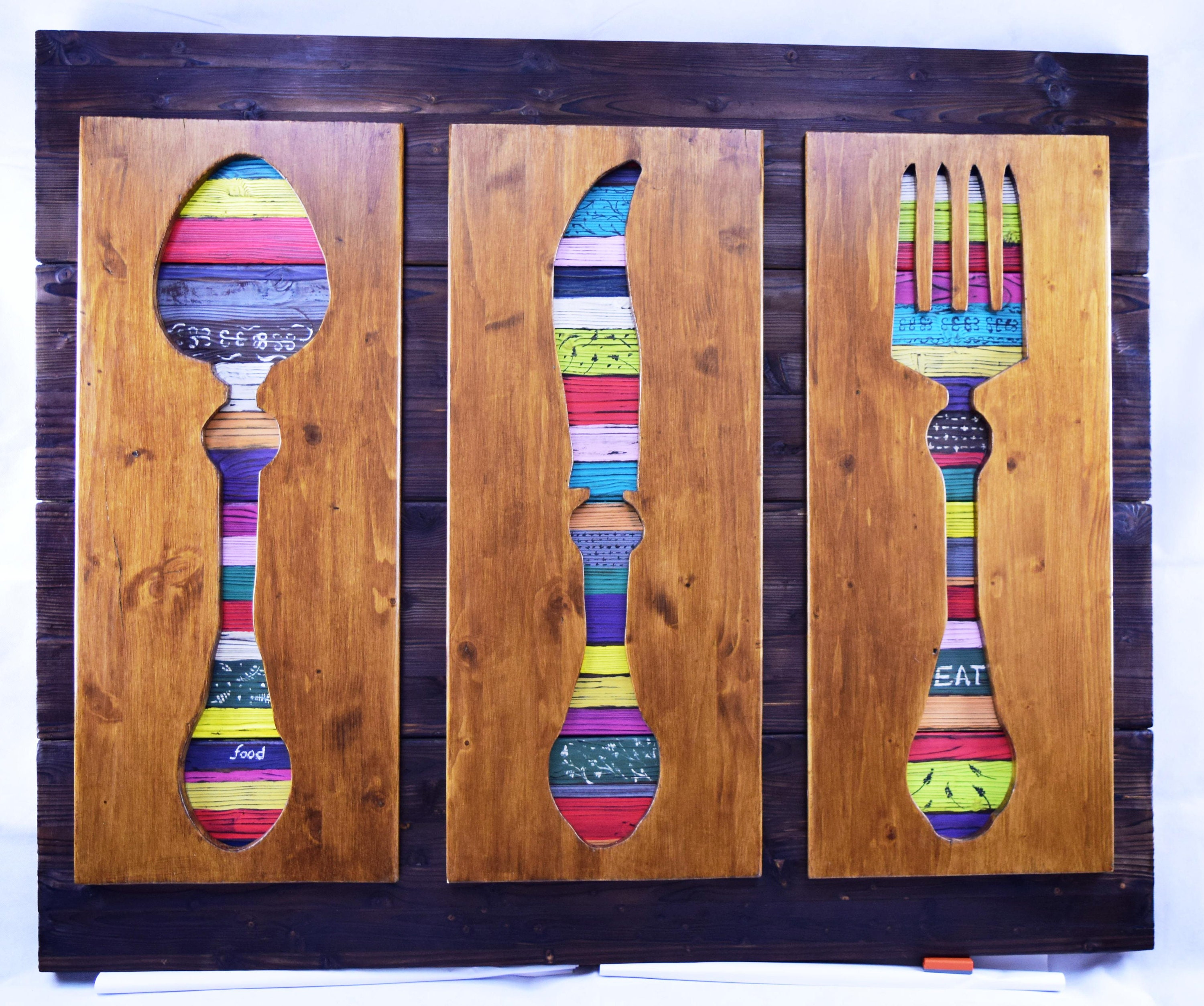 Kitchen Wood Wall Art Painting Kitchen Decor Wall Hanging Etsy UK